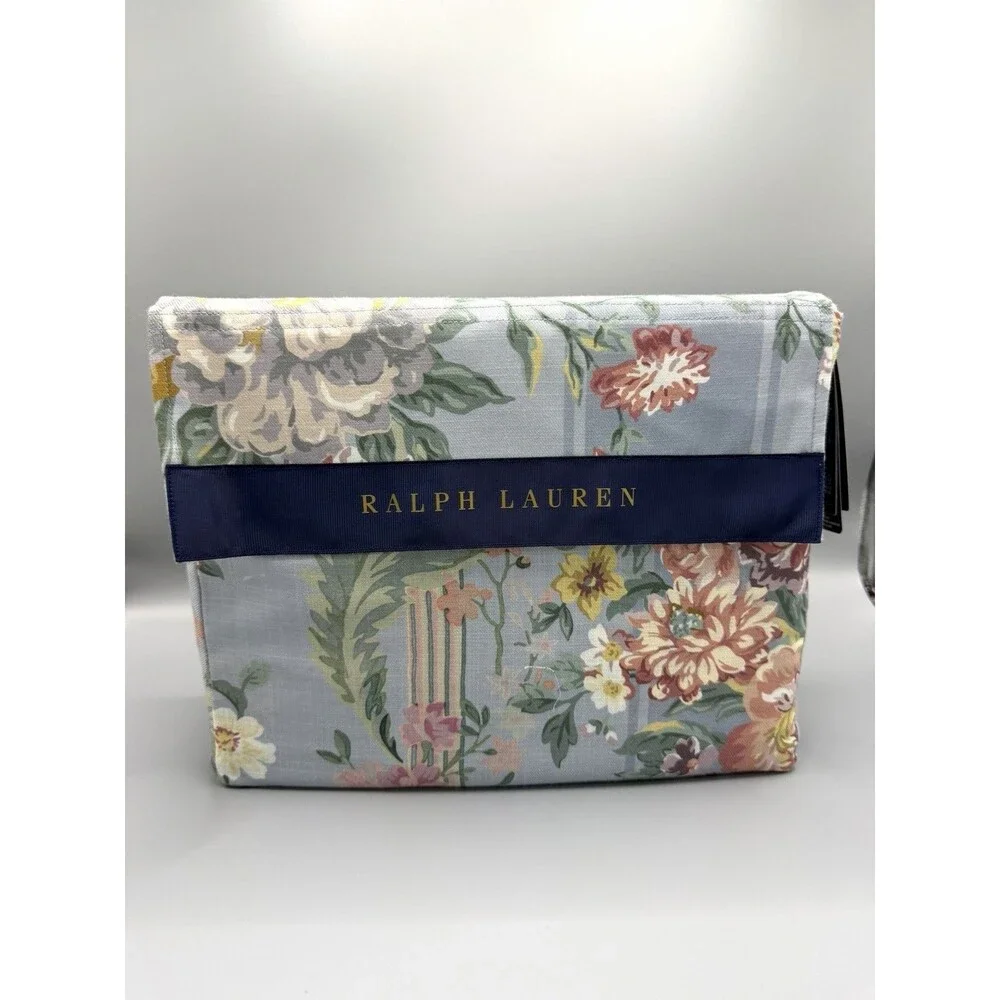 Ralph Lauren Cotton Twill Adalia Floral Duvet Cover KING Blue Multi $500 NEW